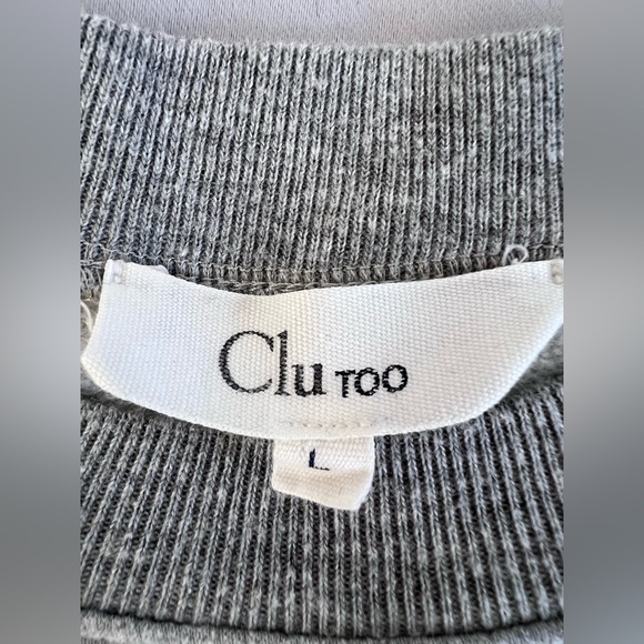 Clu Too Sweater Dress Large Gray Mixed Media Layered Pleated Long Sleeve Women’s - Picture 5 of 9